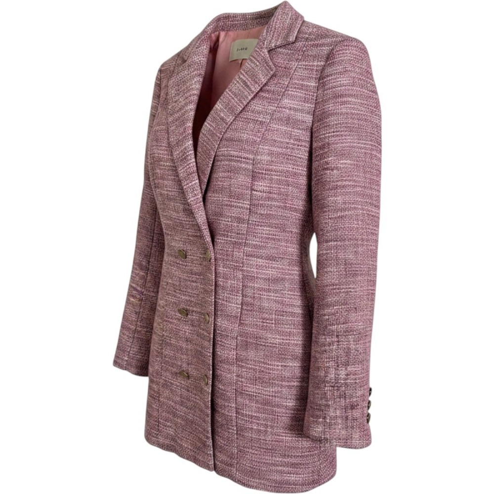 Lovers + Friends Pink Multi Tweed Double Breasted Blazer Size Small